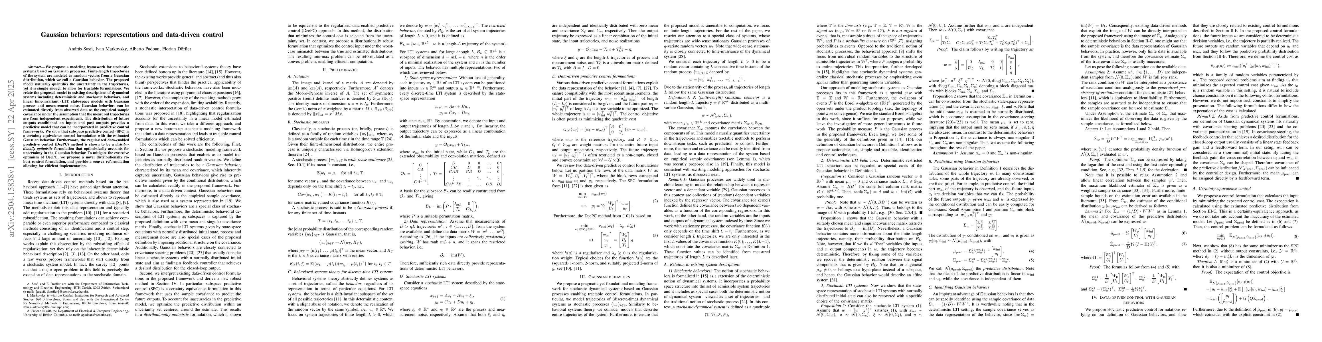 Thumbnail for Gaussian behaviors: representations and data-driven control
