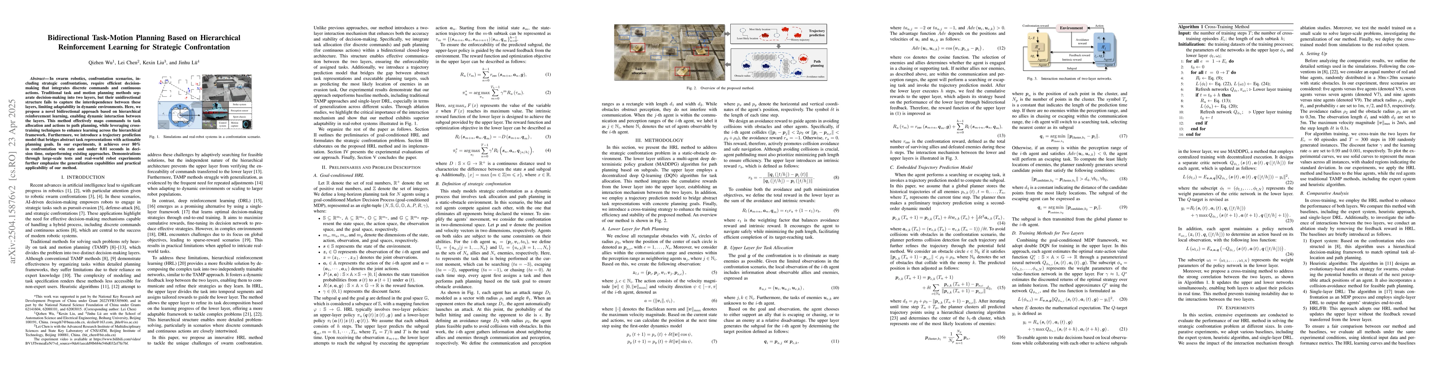 Thumbnail for Bidirectional Task-Motion Planning Based on Hierarchical Reinforcement
  Learning for Strategic Confrontation