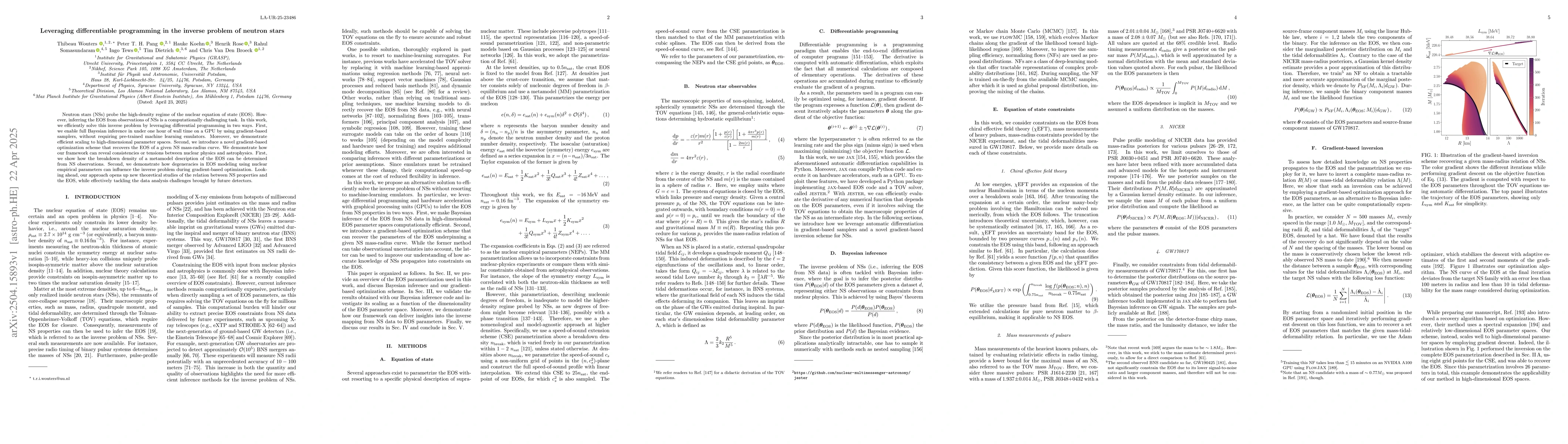 Thumbnail for Leveraging differentiable programming in the inverse problem of neutron
  stars