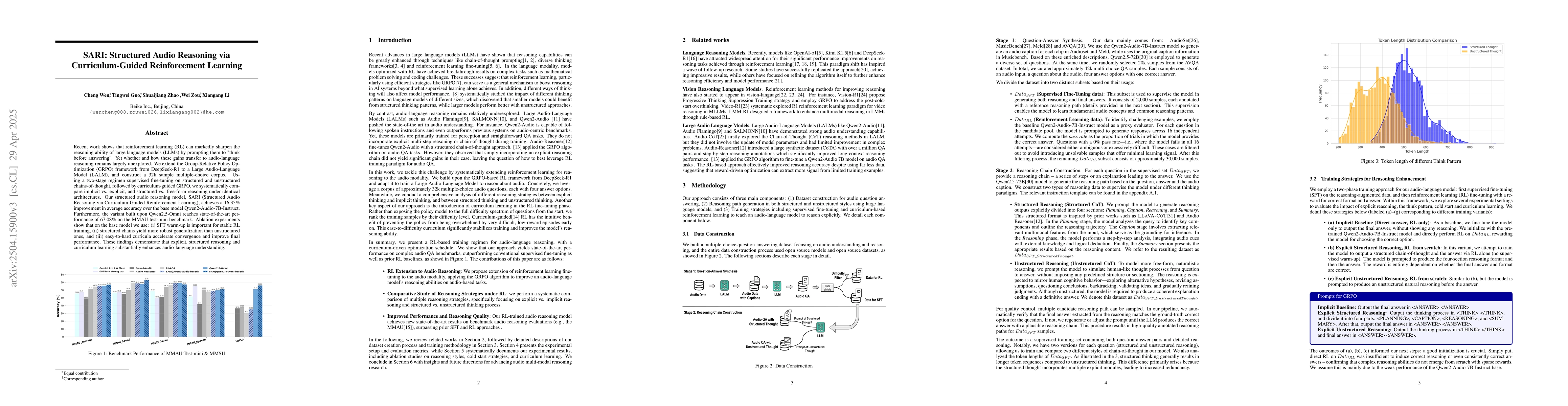 Thumbnail for SARI: Structured Audio Reasoning via Curriculum-Guided Reinforcement
  Learning