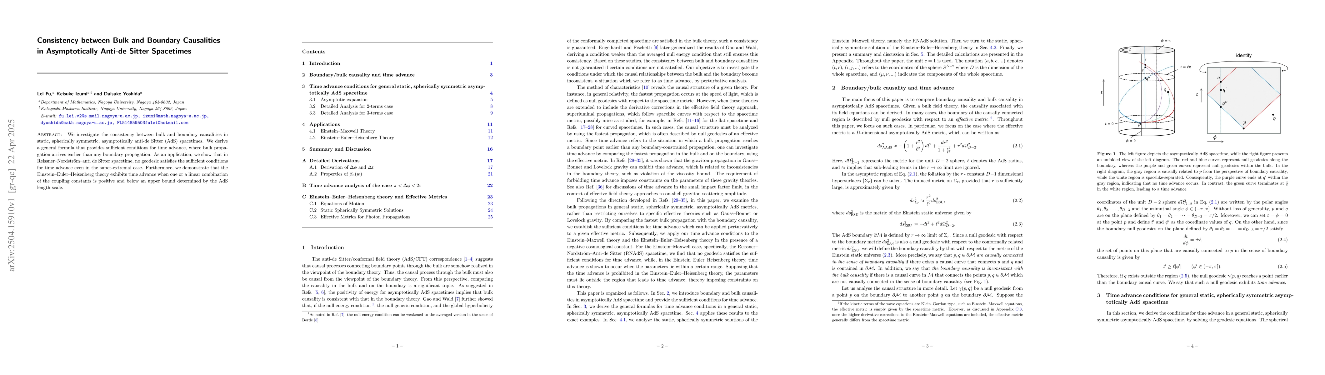 Thumbnail for Consistency between Bulk and Boundary Causalities in Asymptotically
  Anti-de Sitter Spacetimes