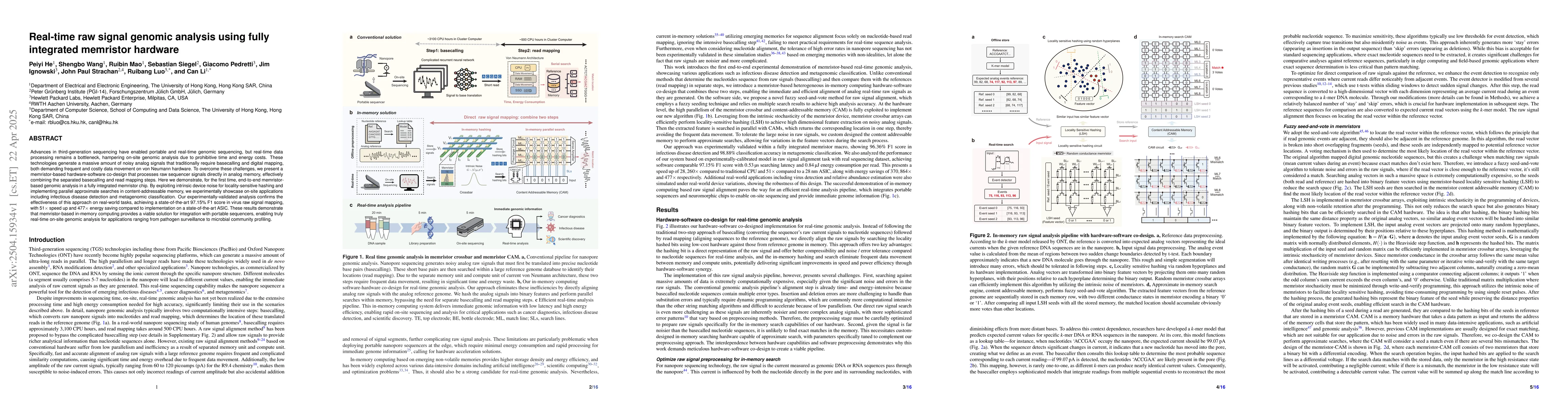 Thumbnail for Real-time raw signal genomic analysis using fully integrated memristor
  hardware