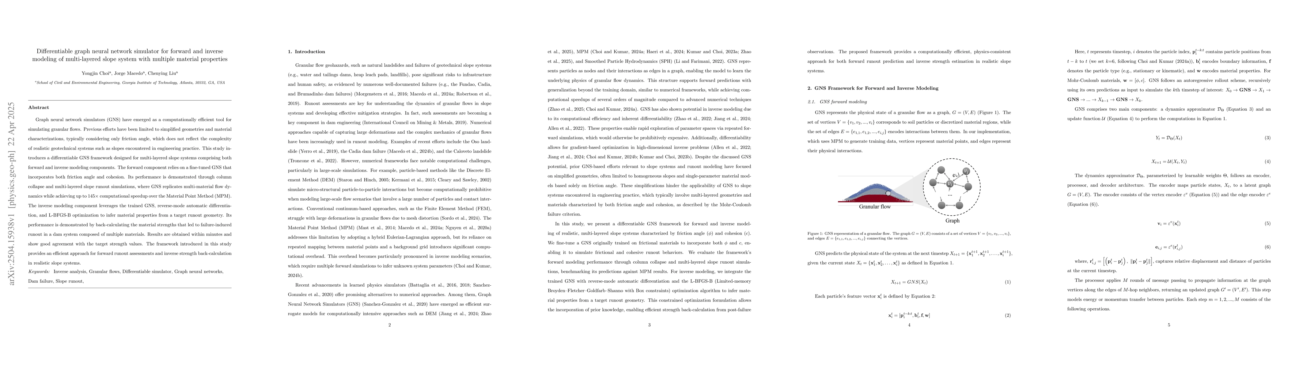 Thumbnail for Differentiable graph neural network simulator for forward and inverse
  modeling of multi-layered slope system with multiple material properties