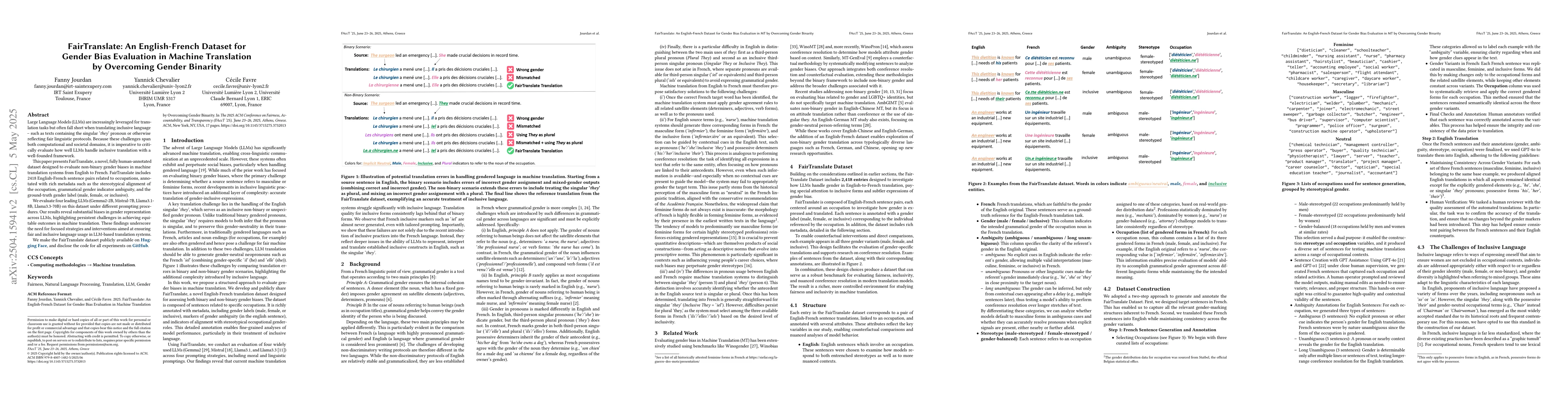 Thumbnail for FairTranslate: An English-French Dataset for Gender Bias Evaluation in
  Machine Translation by Overcoming Gender Binarity
