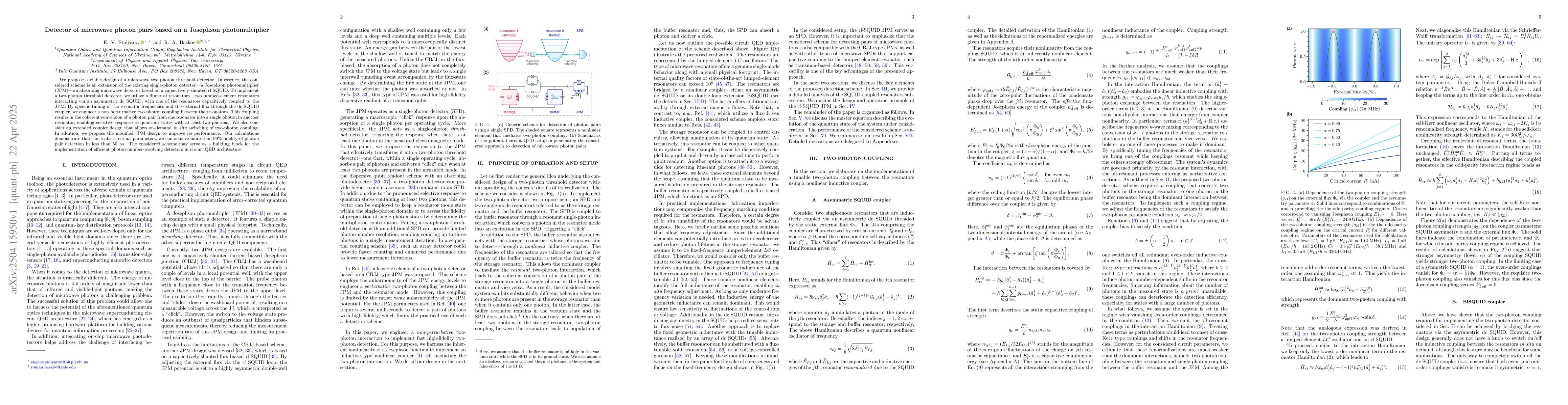 Thumbnail for Detector of microwave photon pairs based on a Josephson photomultiplier