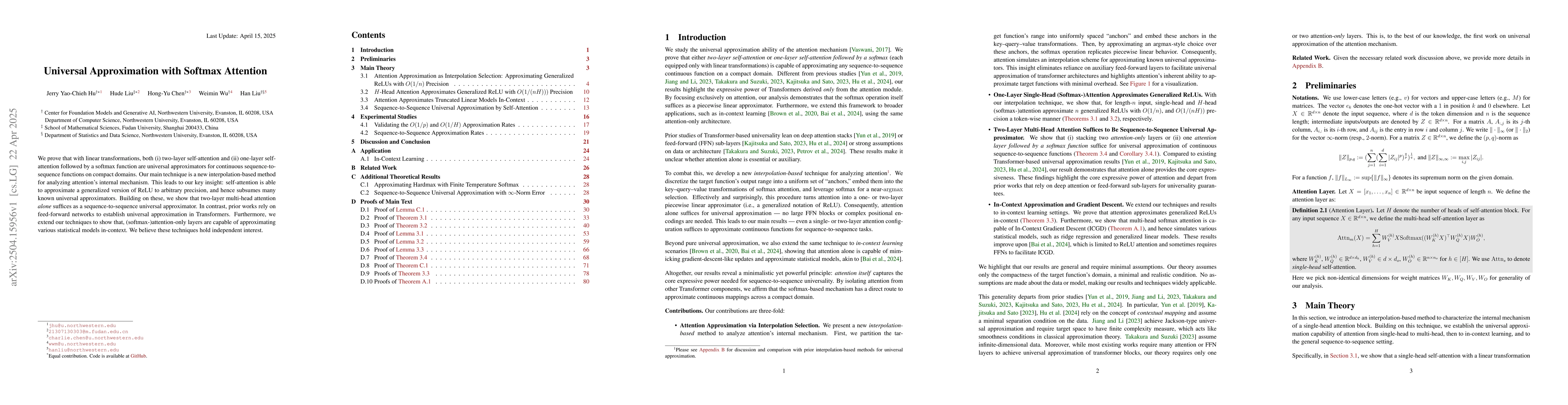 Thumbnail for Universal Approximation with Softmax Attention