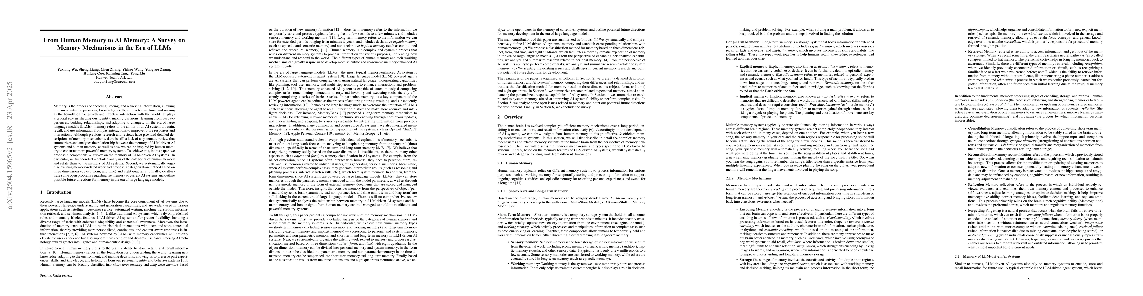 Thumbnail for From Human Memory to AI Memory: A Survey on Memory Mechanisms in the Era
  of LLMs
