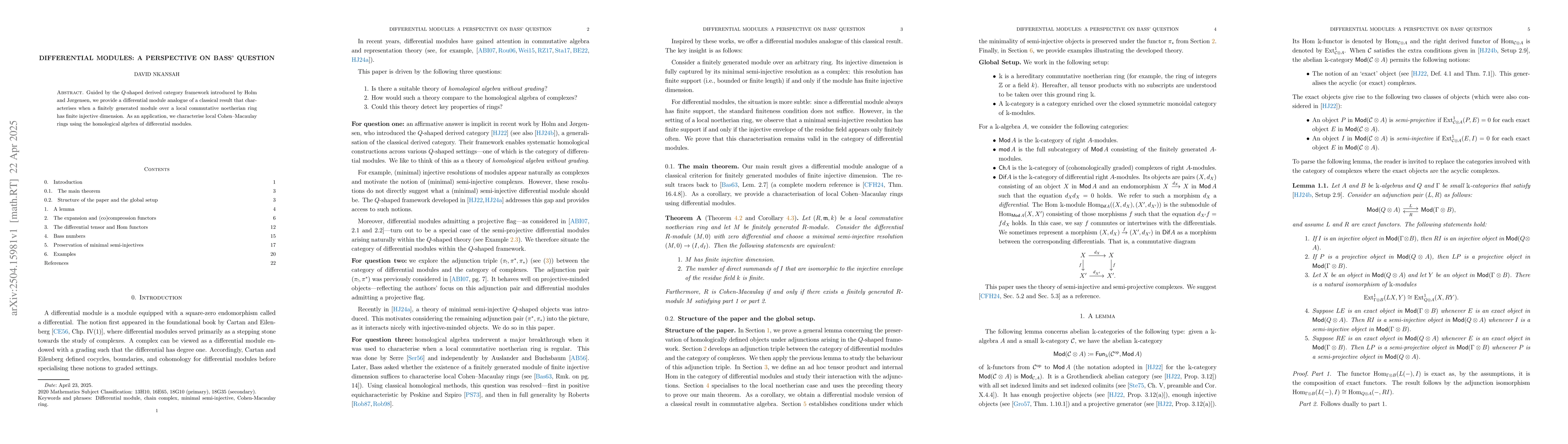 Thumbnail for Differential modules: a perspective on Bass' question