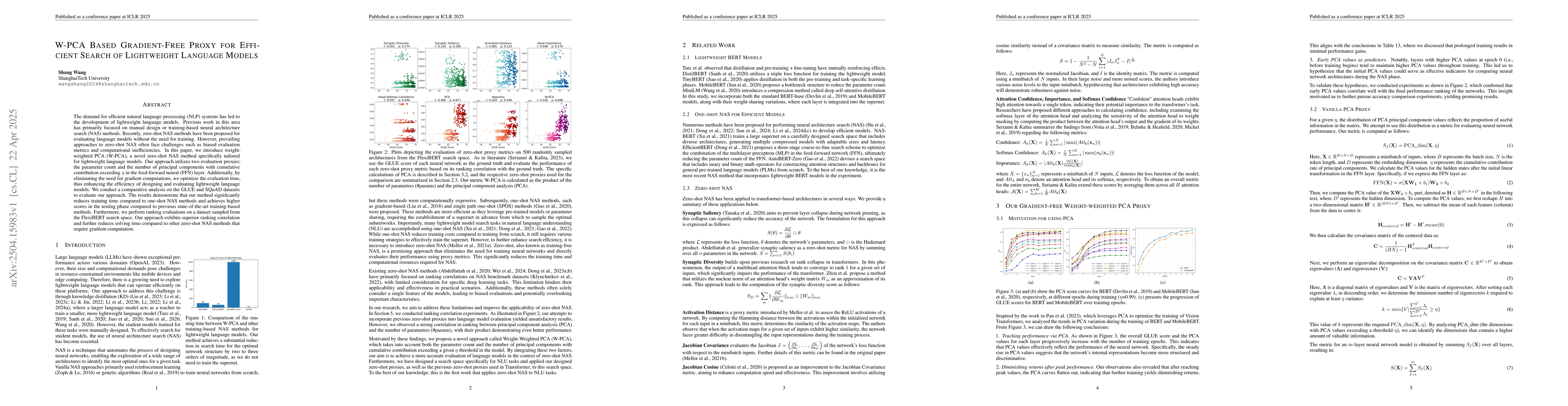 Thumbnail for W-PCA Based Gradient-Free Proxy for Efficient Search of Lightweight
  Language Models