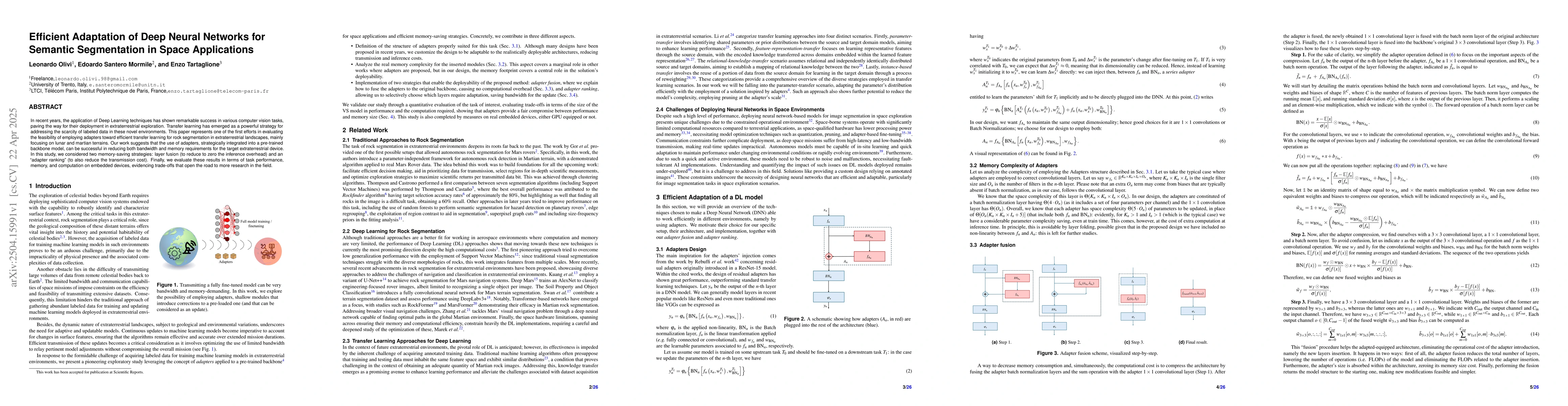 Thumbnail for Efficient Adaptation of Deep Neural Networks for Semantic Segmentation
  in Space Applications