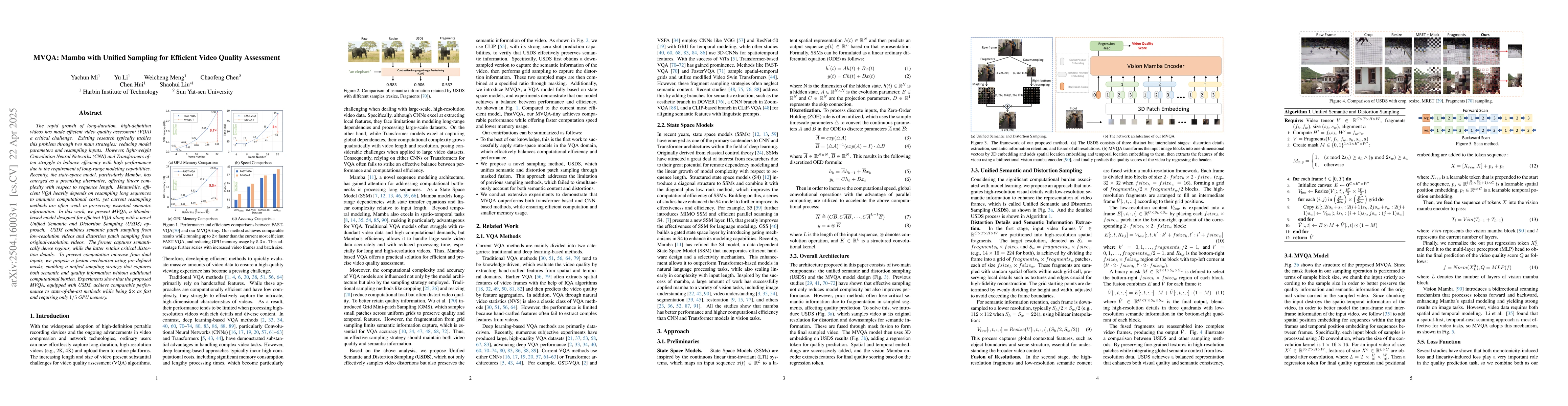 Thumbnail for MVQA: Mamba with Unified Sampling for Efficient Video Quality Assessment