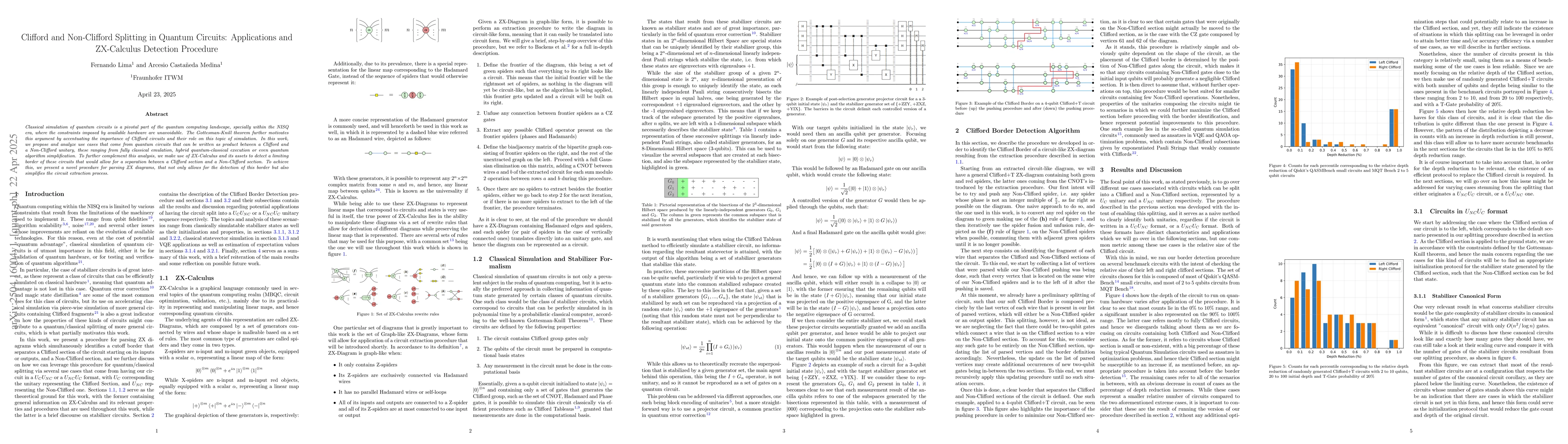 Thumbnail for Clifford and Non-Clifford Splitting in Quantum Circuits: Applications
  and ZX-Calculus Detection Procedure
