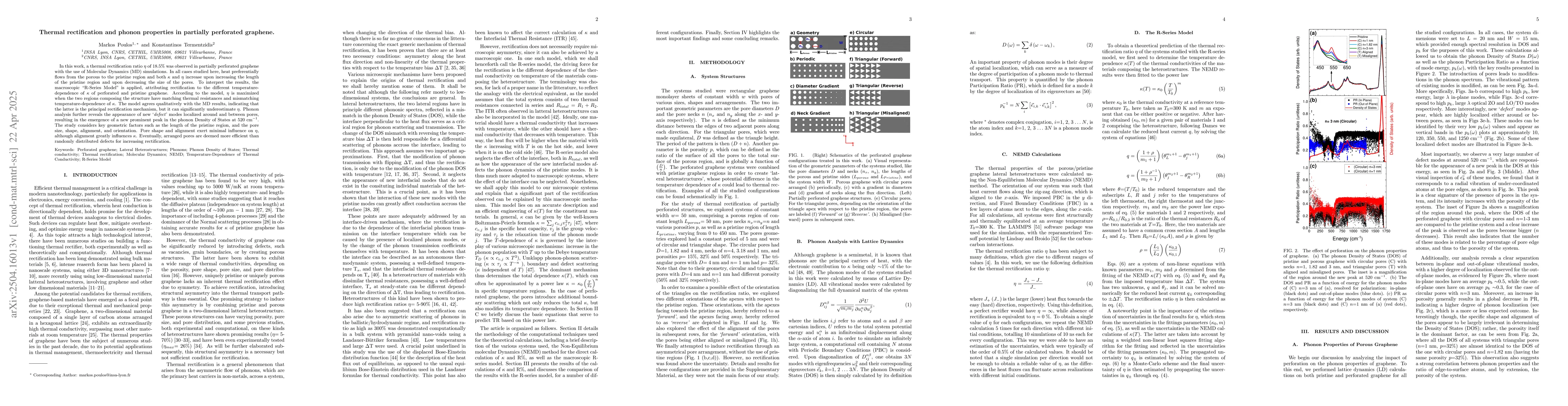 Thumbnail for Thermal rectification and phonon properties in partially perforated
  graphene