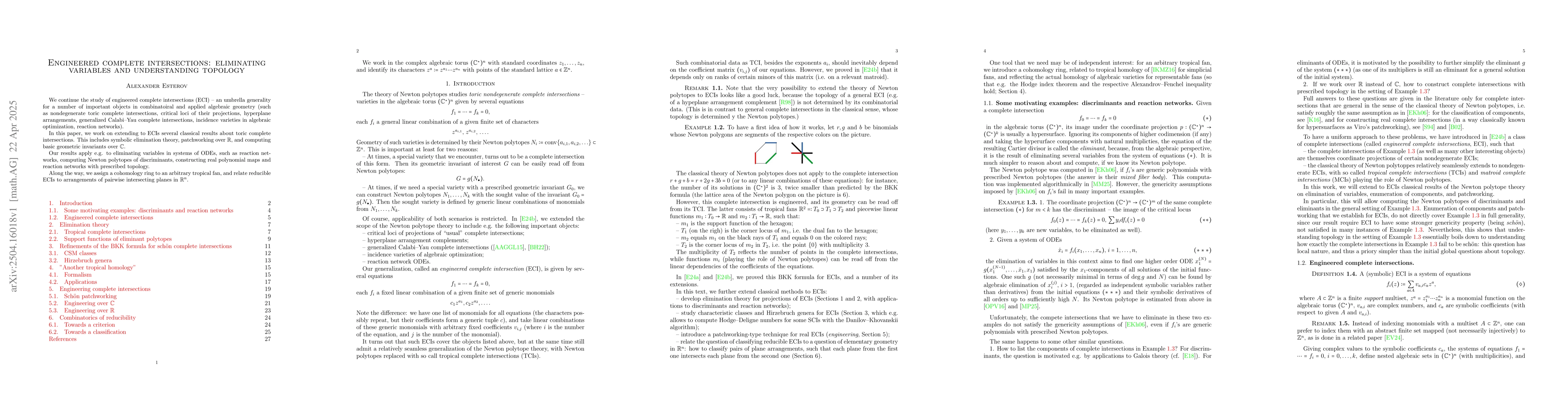 Thumbnail for Engineered complete intersections: eliminating variables and
  understanding topology