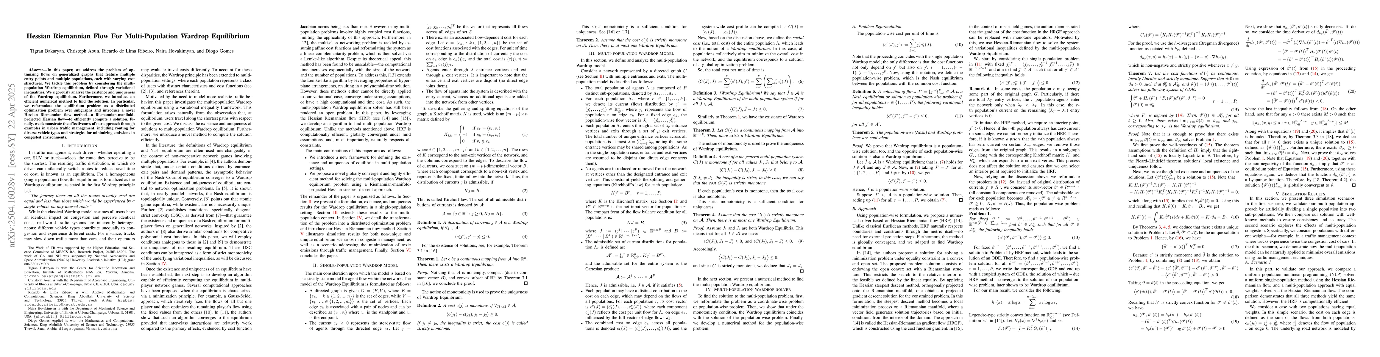 Thumbnail for Hessian Riemannian Flow For Multi-Population Wardrop Equilibrium