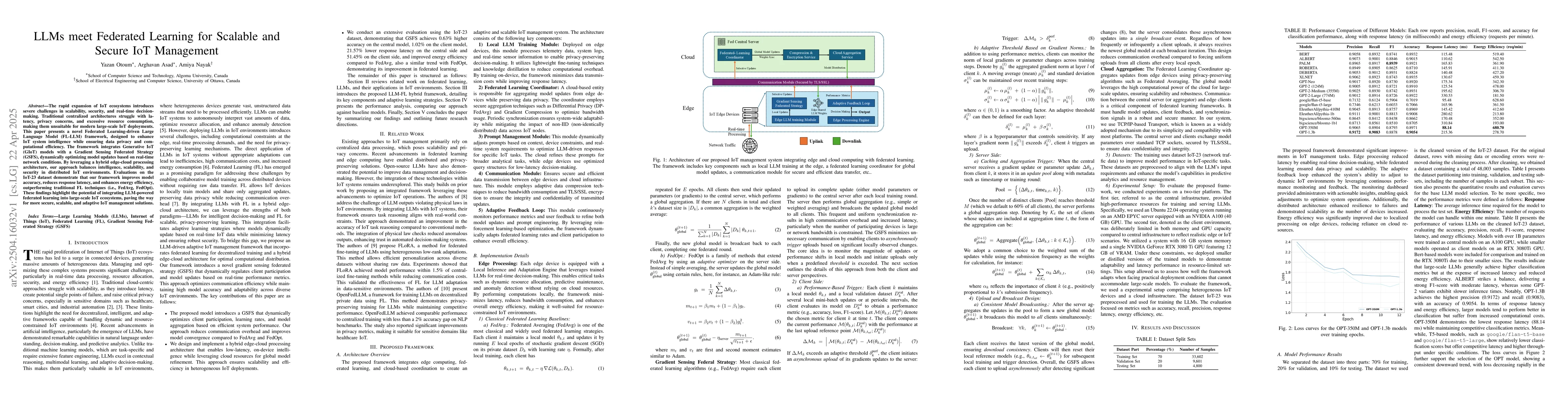 Thumbnail for LLMs meet Federated Learning for Scalable and Secure IoT Management