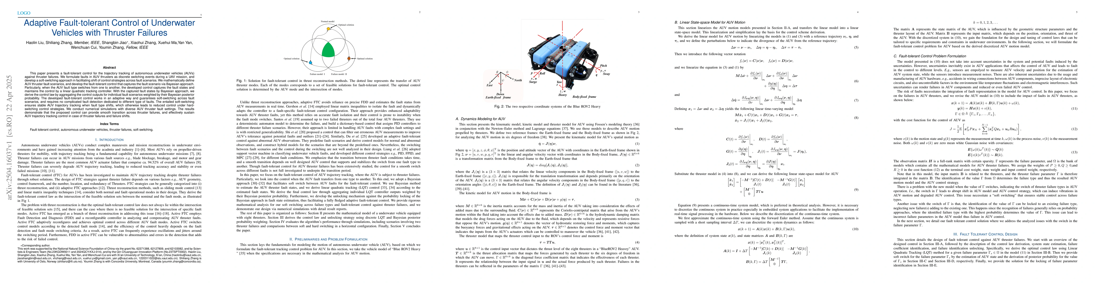 Thumbnail for Adaptive Fault-tolerant Control of Underwater Vehicles with Thruster
  Failures