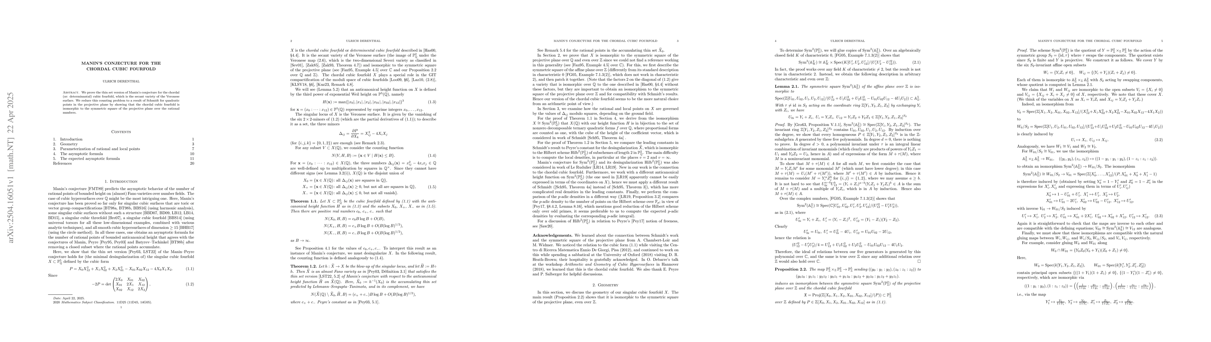 Thumbnail for Manin's conjecture for the chordal cubic fourfold
