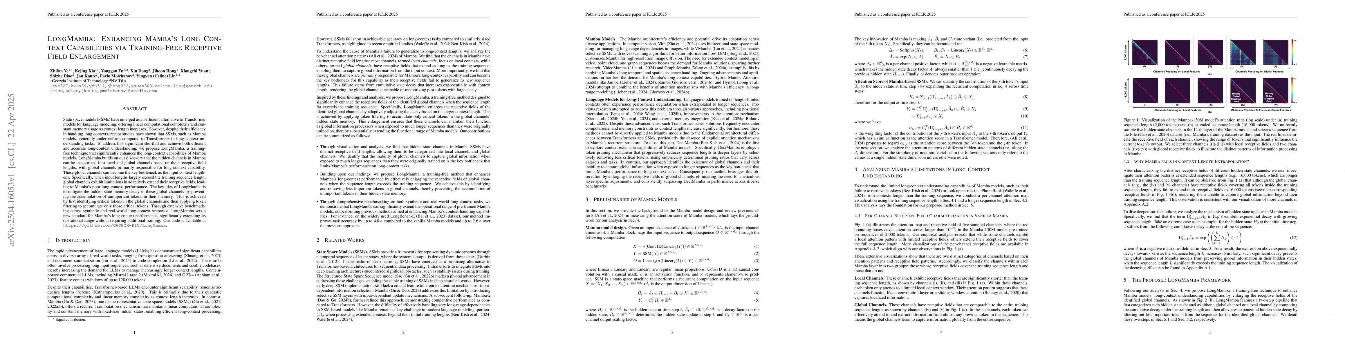 Thumbnail for LongMamba: Enhancing Mamba's Long Context Capabilities via Training-Free
  Receptive Field Enlargement