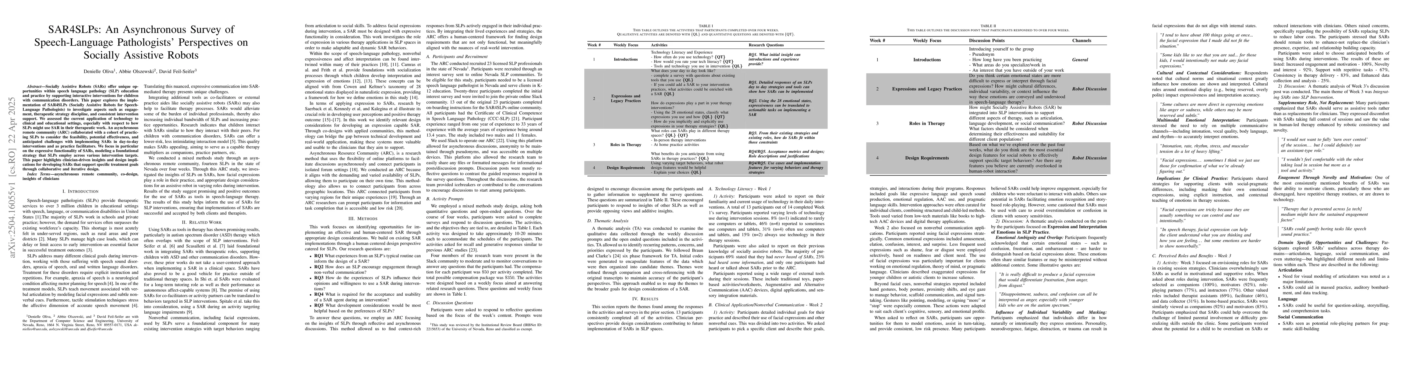 Thumbnail for SAR4SLPs: An Asynchronous Survey of Speech-Language Pathologists'
  Perspectives on Socially Assistive Robots