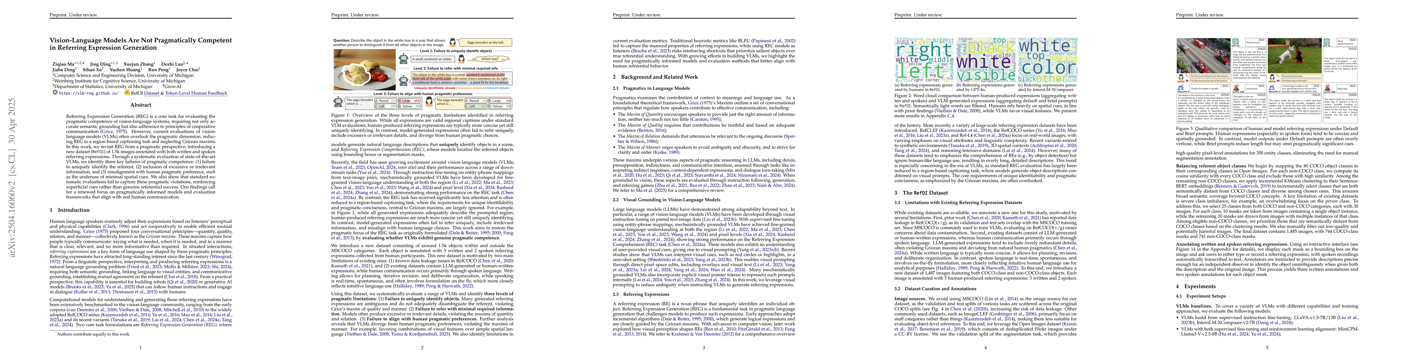 Thumbnail for Vision-Language Models Are Not Pragmatically Competent in Referring
  Expression Generation