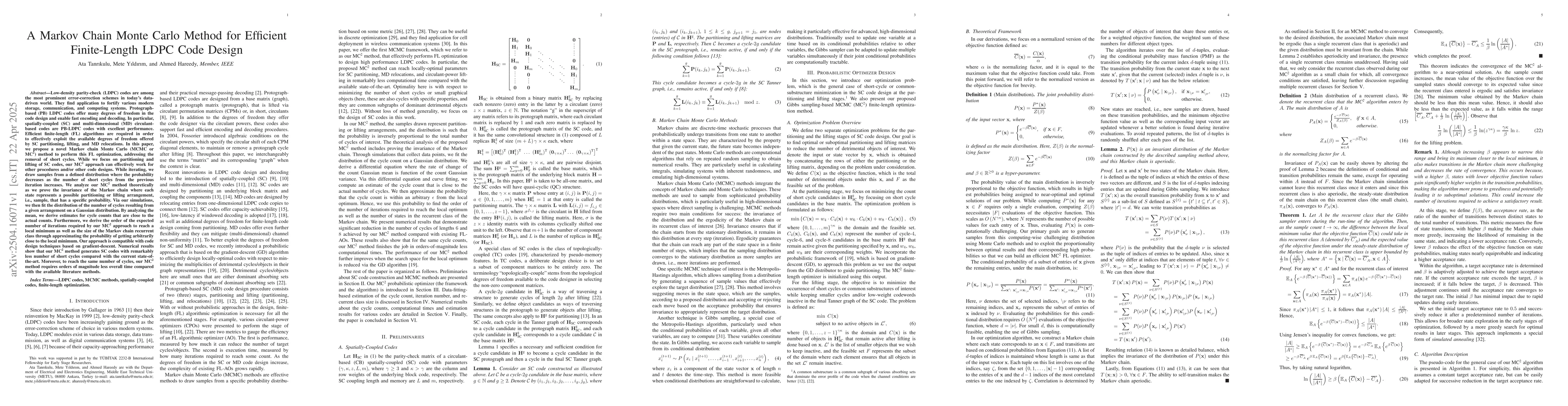 Thumbnail for A Markov Chain Monte Carlo Method for Efficient Finite-Length LDPC Code
  Design