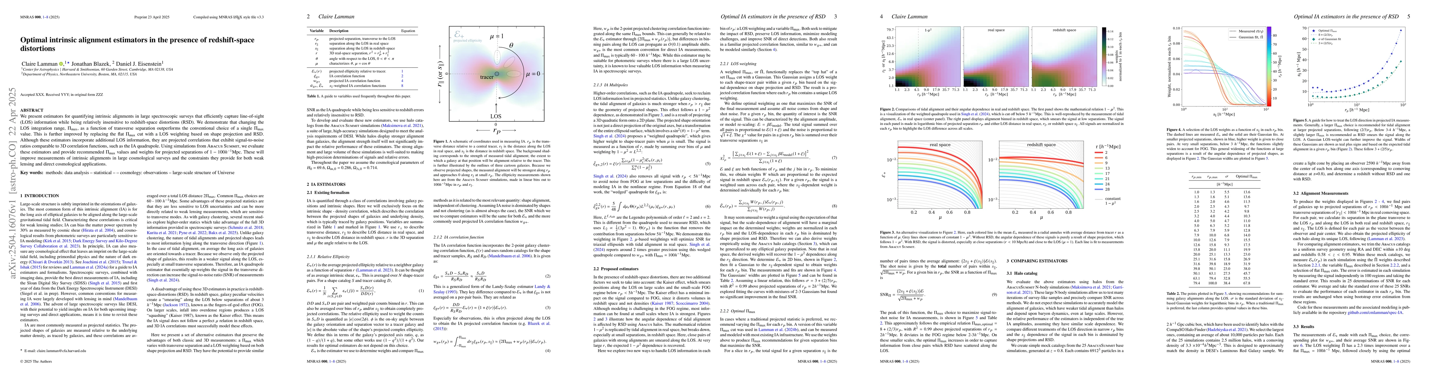 Thumbnail for Optimal intrinsic alignment estimators in the presence of redshift-space
  distortions