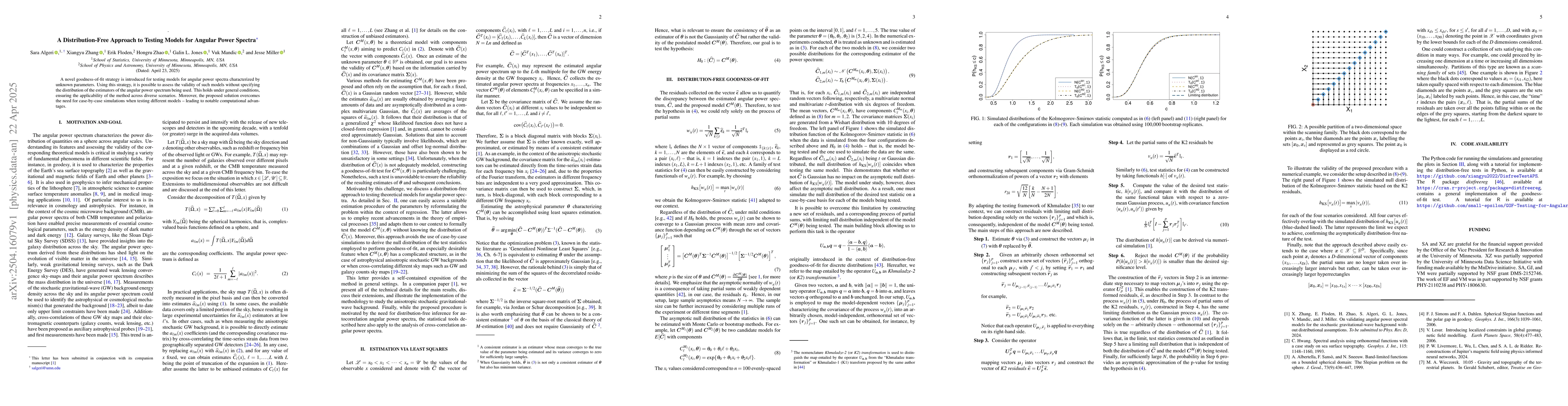 Thumbnail for A Distribution-Free Approach to Testing Models for Angular Power Spectra