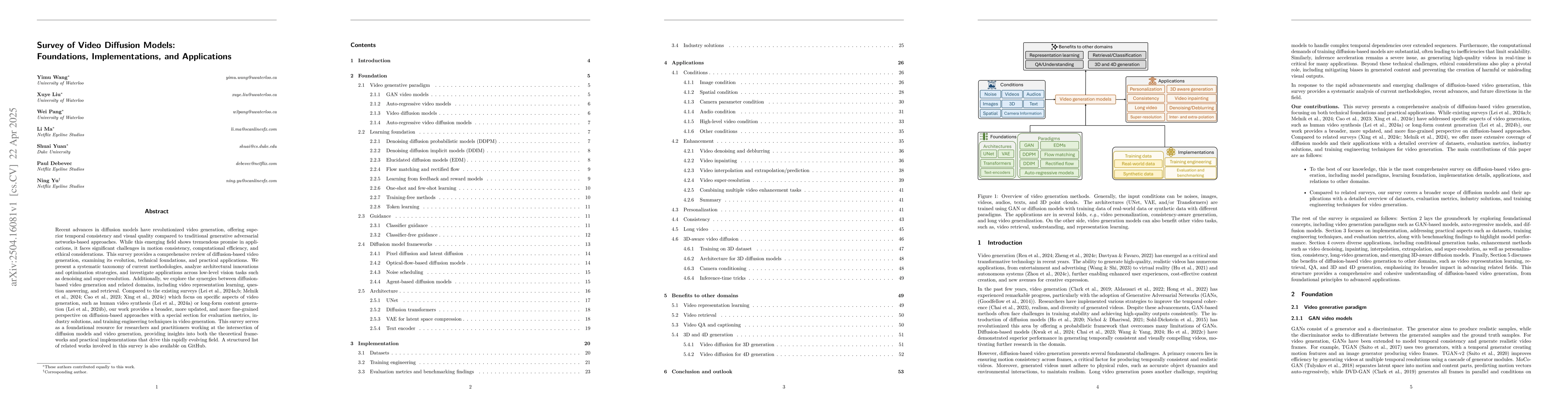 Thumbnail for Survey of Video Diffusion Models: Foundations, Implementations, and
  Applications