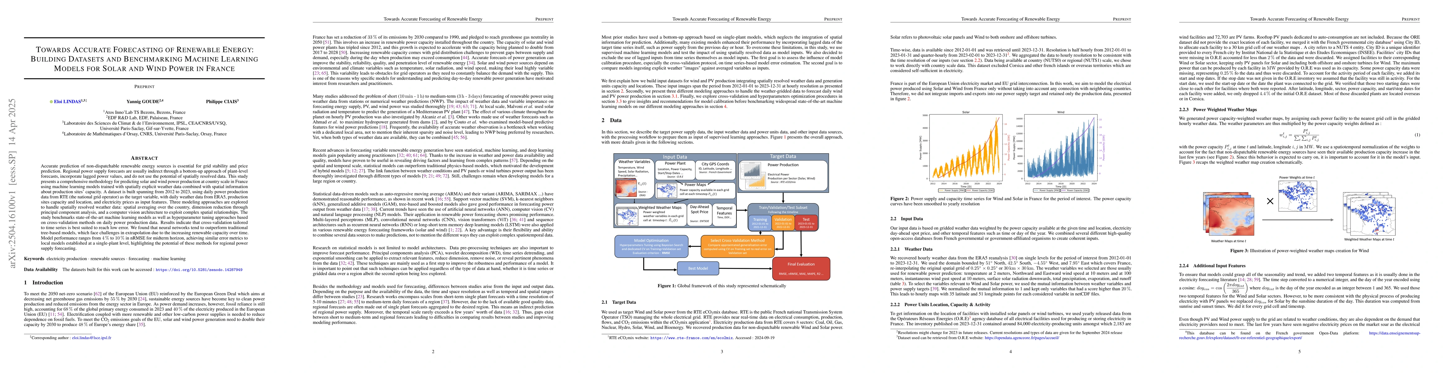 Thumbnail for Towards Accurate Forecasting of Renewable Energy : Building Datasets and
  Benchmarking Machine Learning Models for Solar and Wind Power in France