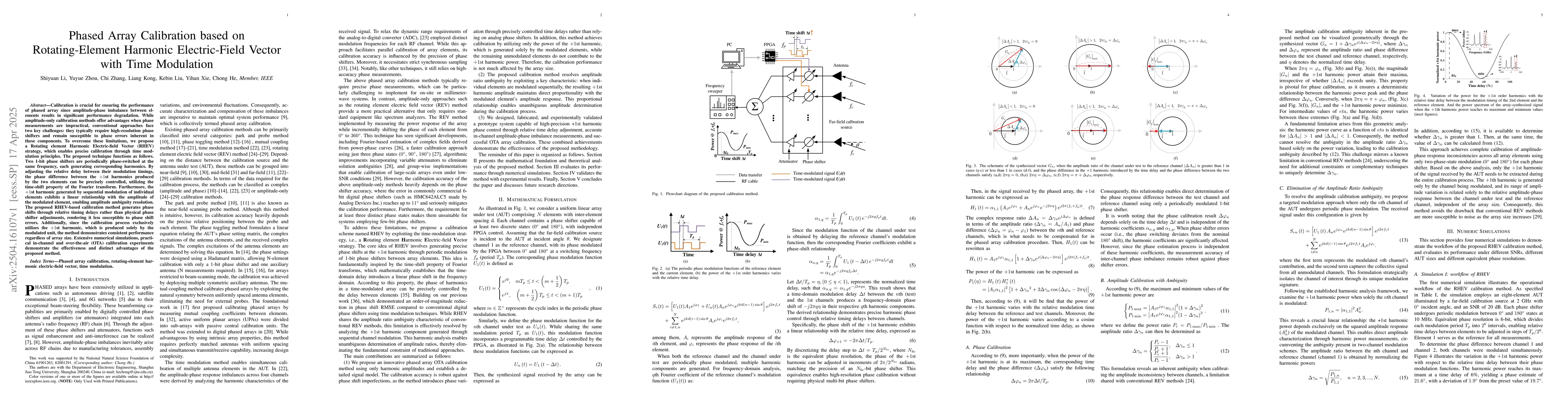Thumbnail for Phased Array Calibration based on Rotating-Element Harmonic
  Electric-Field Vector with Time Modulation