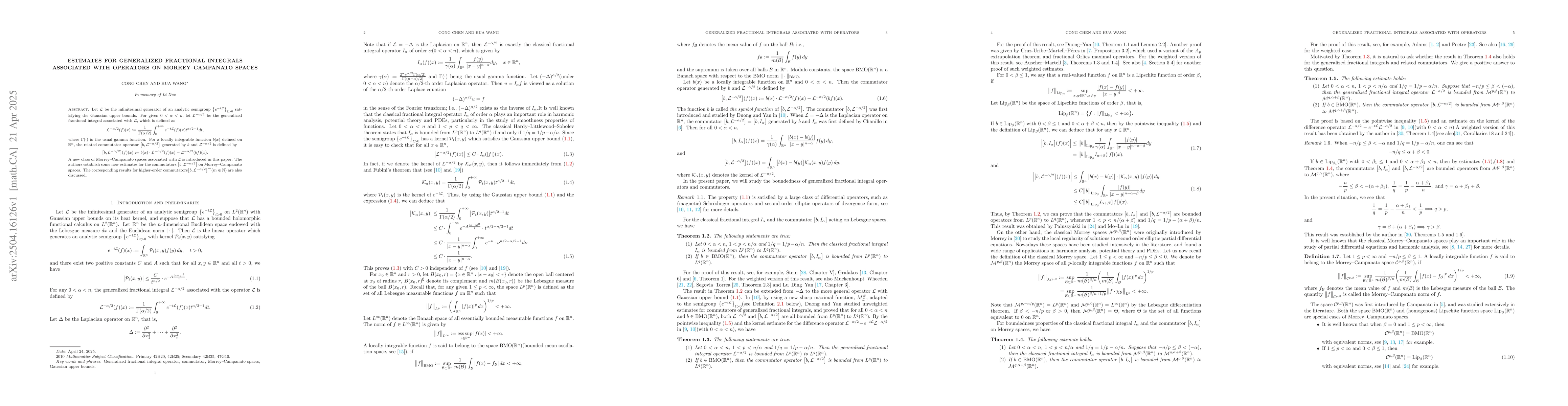 Thumbnail for Estimates for generalized fractional integrals associated with operators
  on Morrey--Campanato spaces