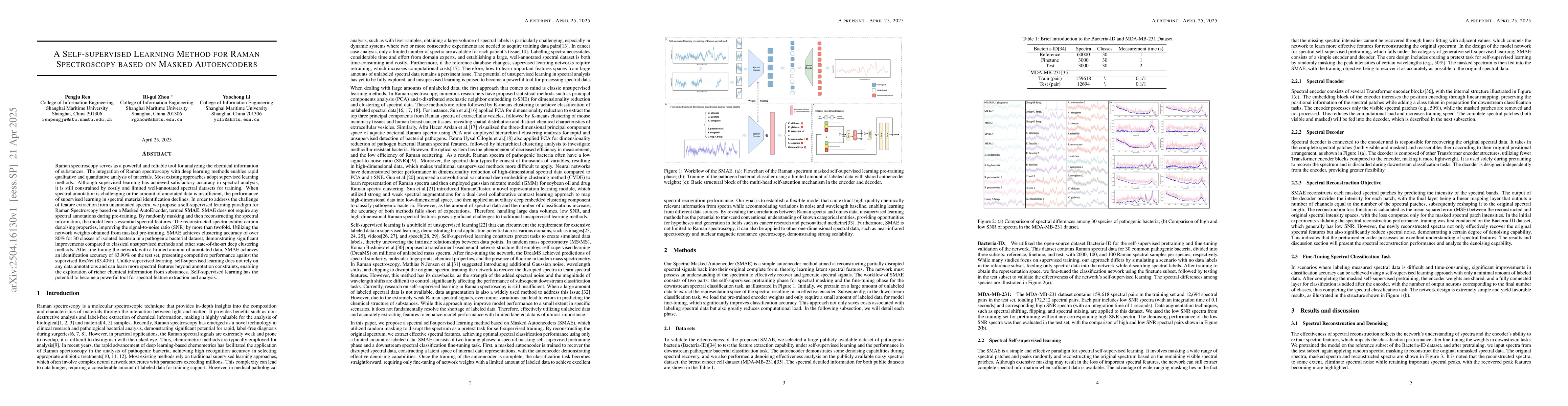 Thumbnail for A Self-supervised Learning Method for Raman Spectroscopy based on Masked
  Autoencoders