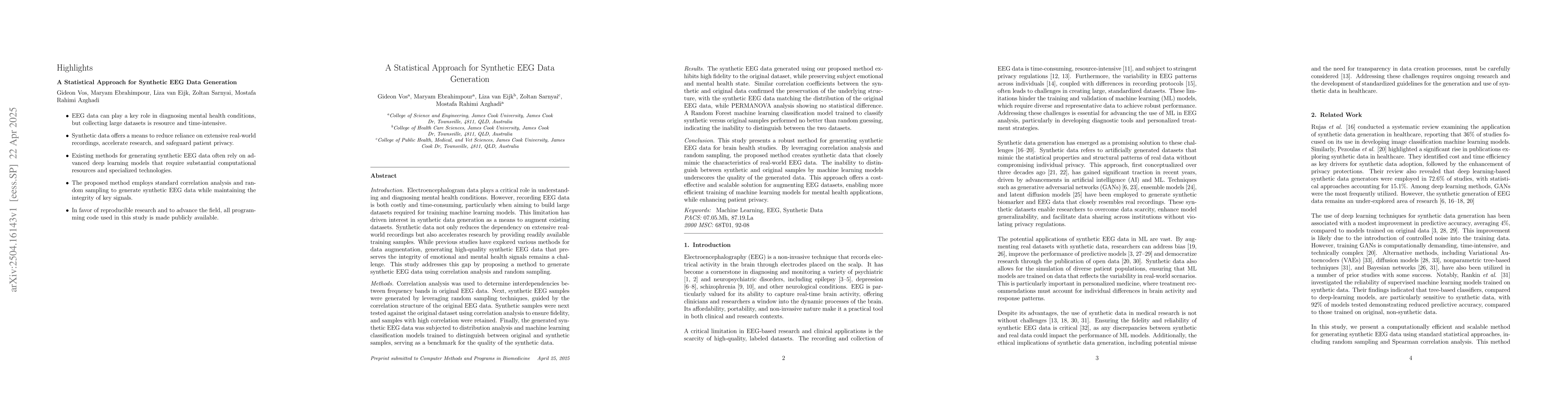 Thumbnail for A Statistical Approach for Synthetic EEG Data Generation