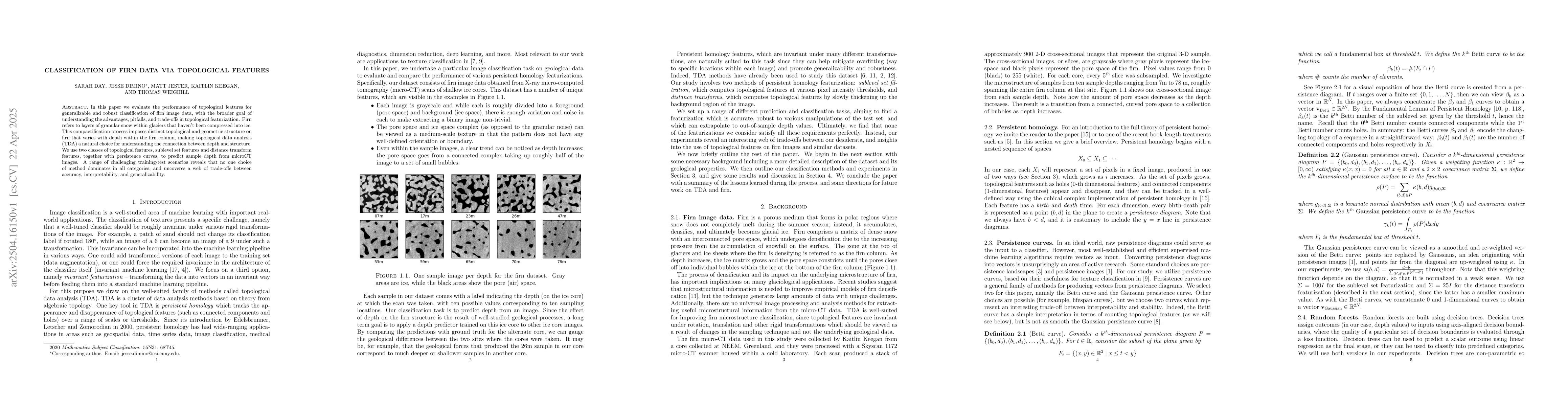 Thumbnail for Classification of Firn Data via Topological Features