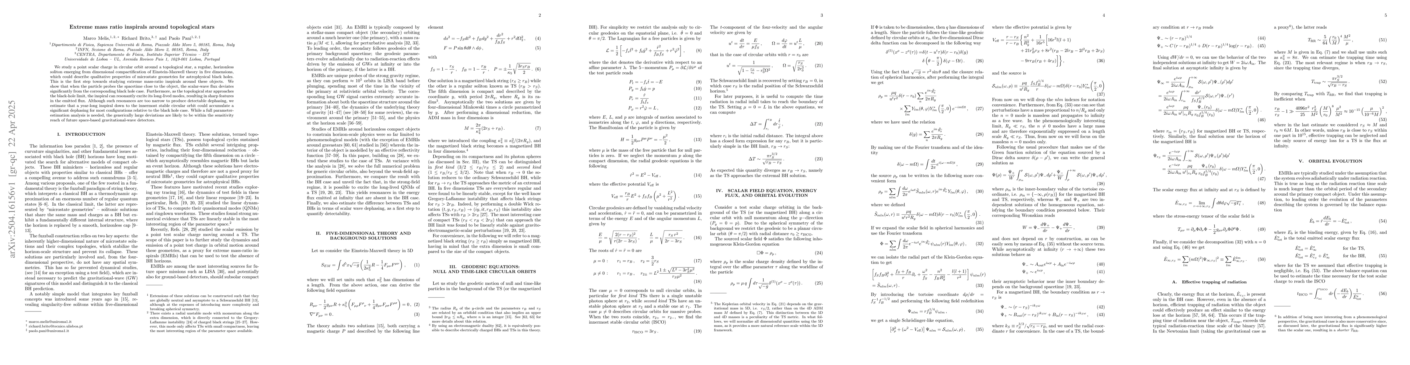 Thumbnail for Extreme mass ratio inspirals around topological stars