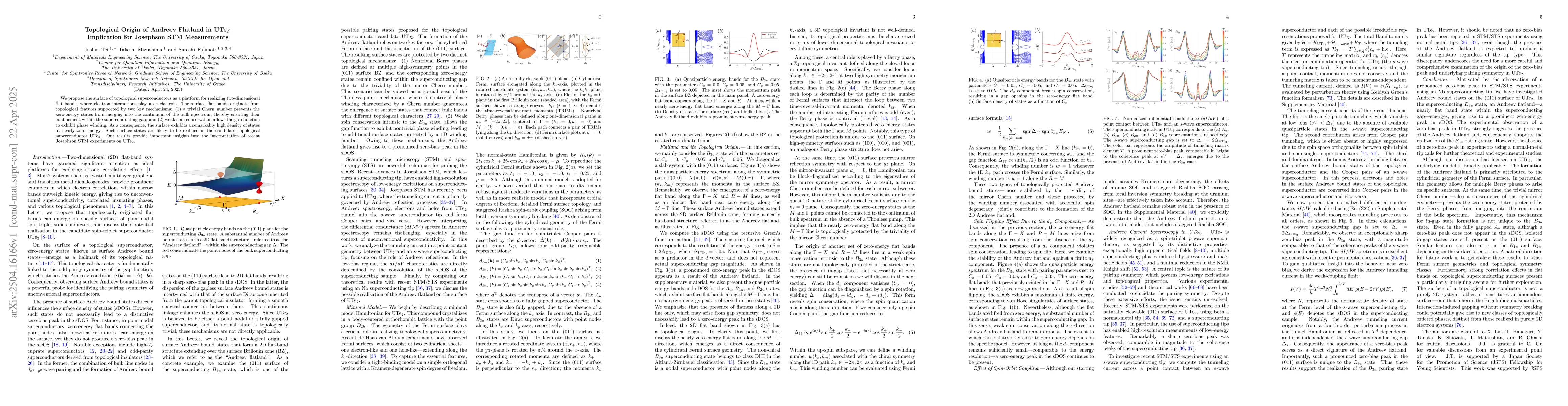 Thumbnail for Topological Origin of Andreev Flatland in UTe$_2$: Implication for
  Josephson STM Measurements