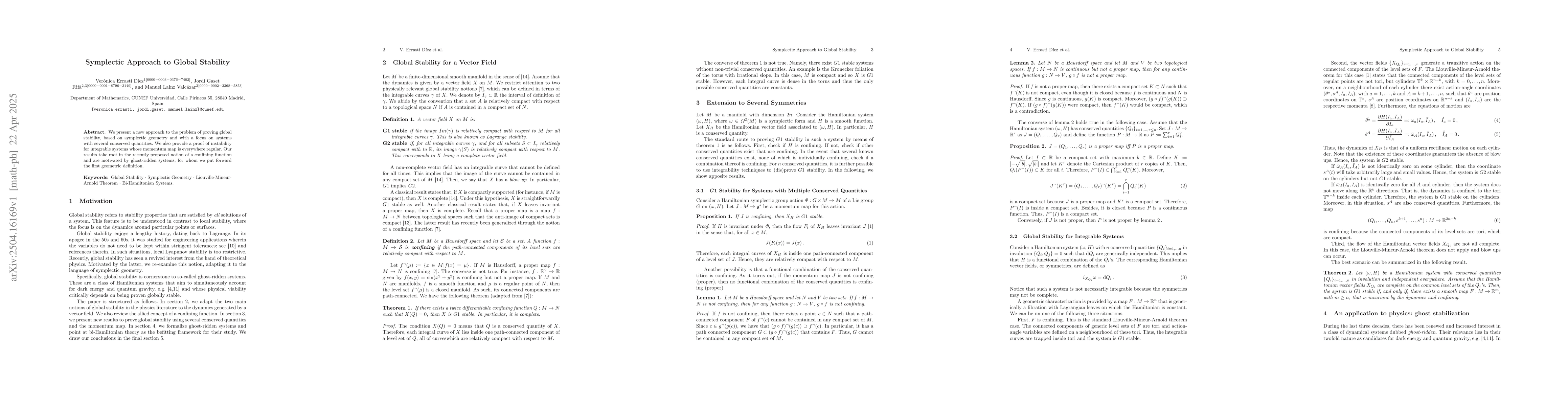 Thumbnail for Symplectic approach to global stability