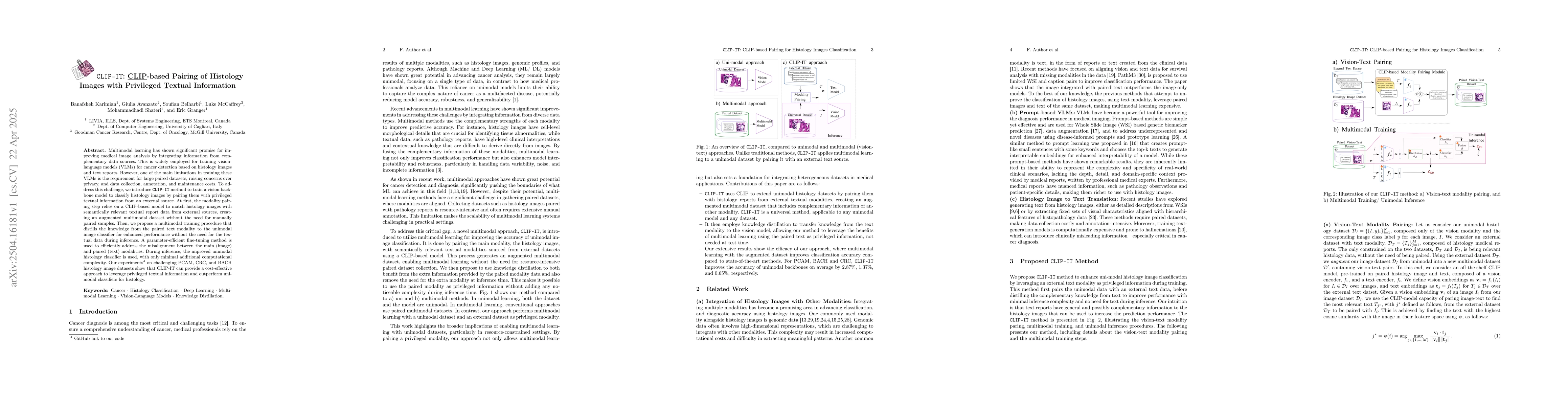 Thumbnail for CLIP-IT: CLIP-based Pairing for Histology Images Classification