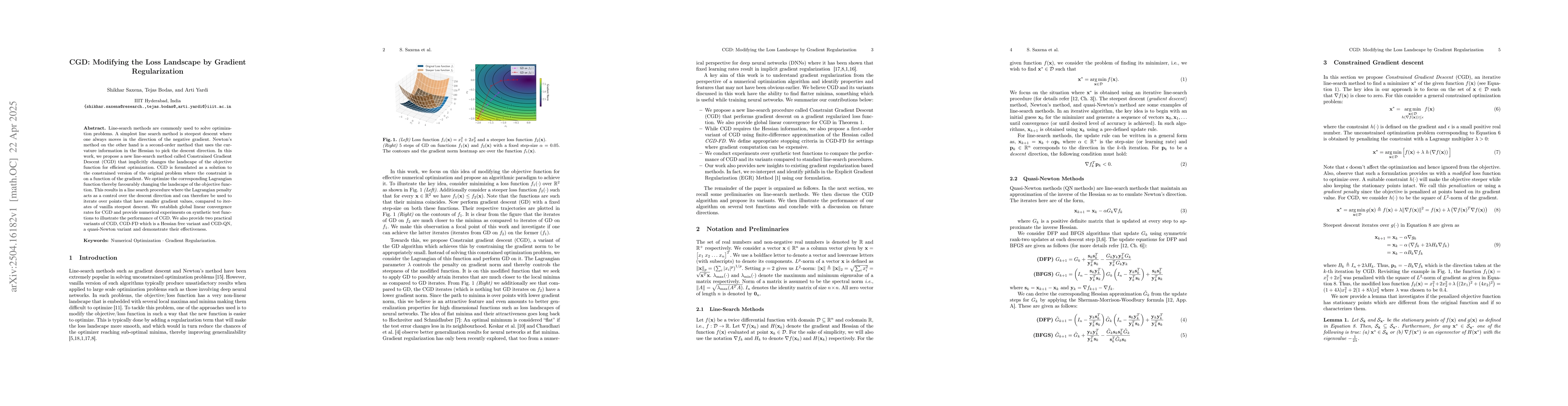 Thumbnail for CGD: Modifying the Loss Landscape by Gradient Regularization