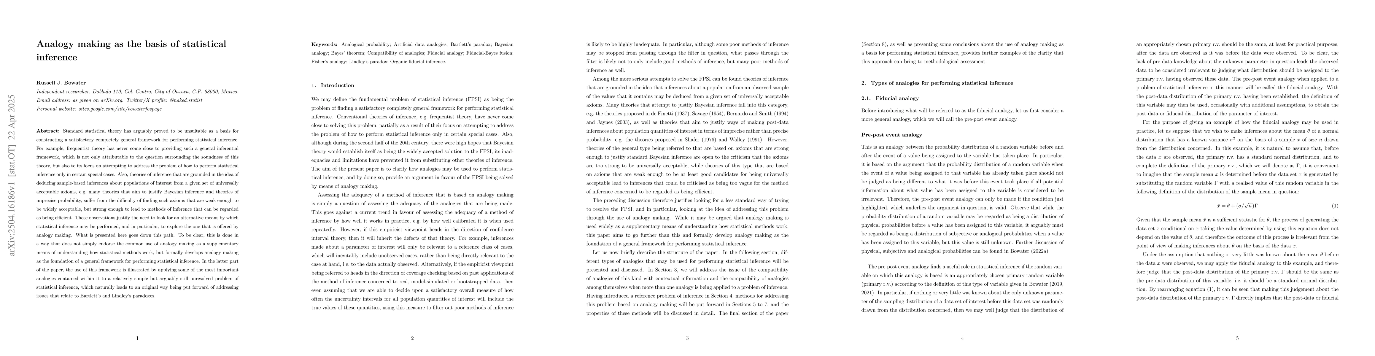 Thumbnail for Analogy making as the basis of statistical inference