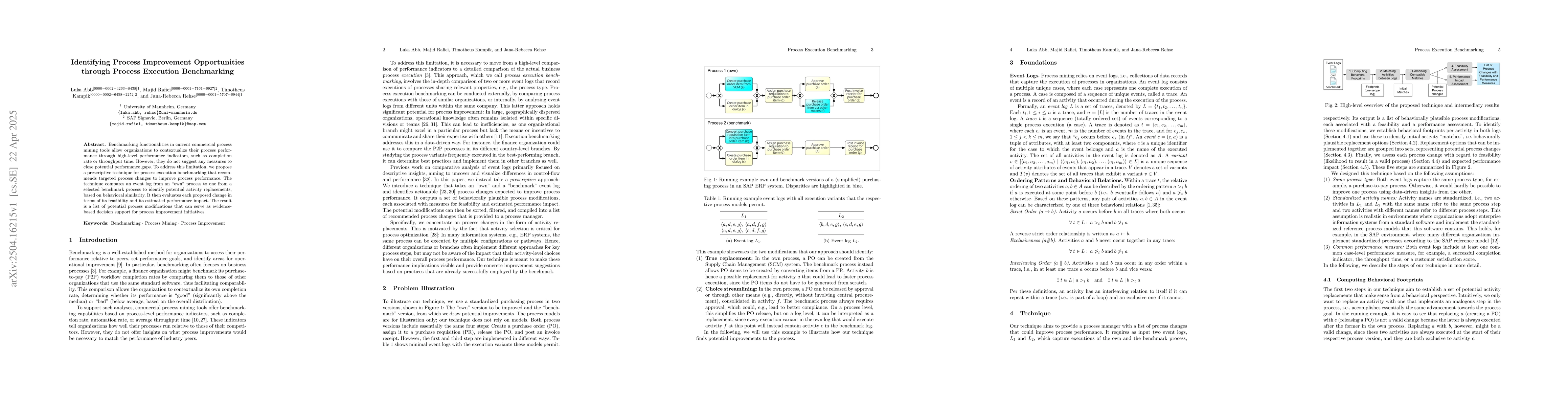 Thumbnail for Identifying Process Improvement Opportunities through Process Execution
  Benchmarking