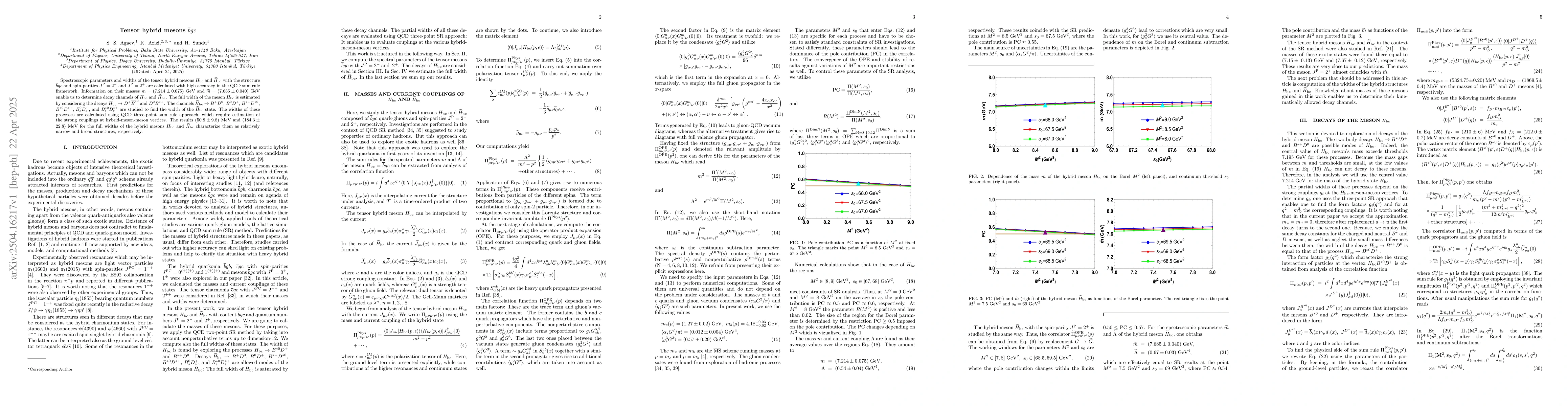 Thumbnail for Tensor hybrid mesons $\overline{b}gc$