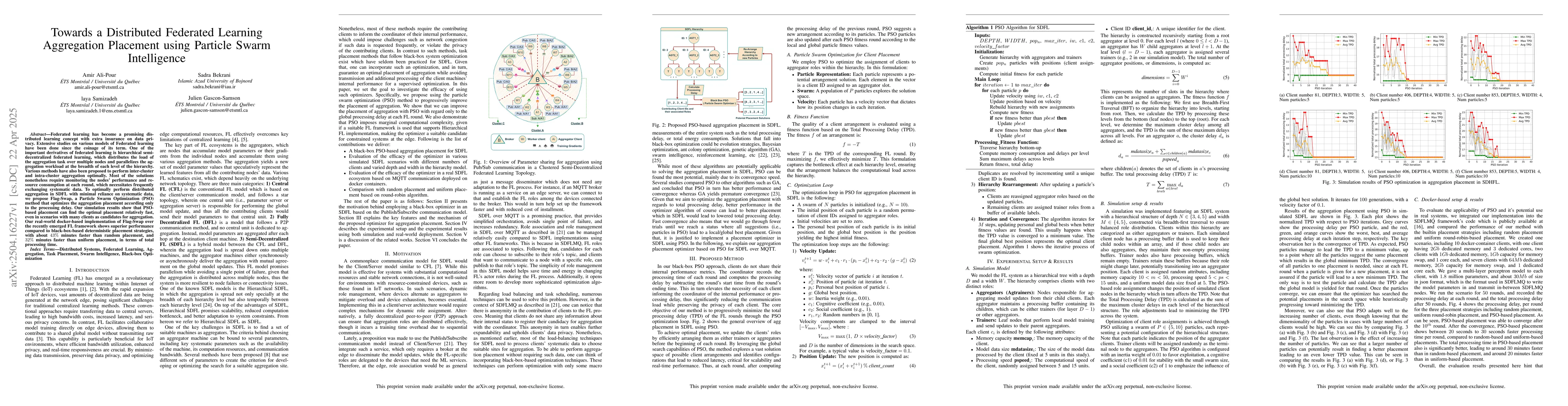 Thumbnail for Towards a Distributed Federated Learning Aggregation Placement using
  Particle Swarm Intelligence