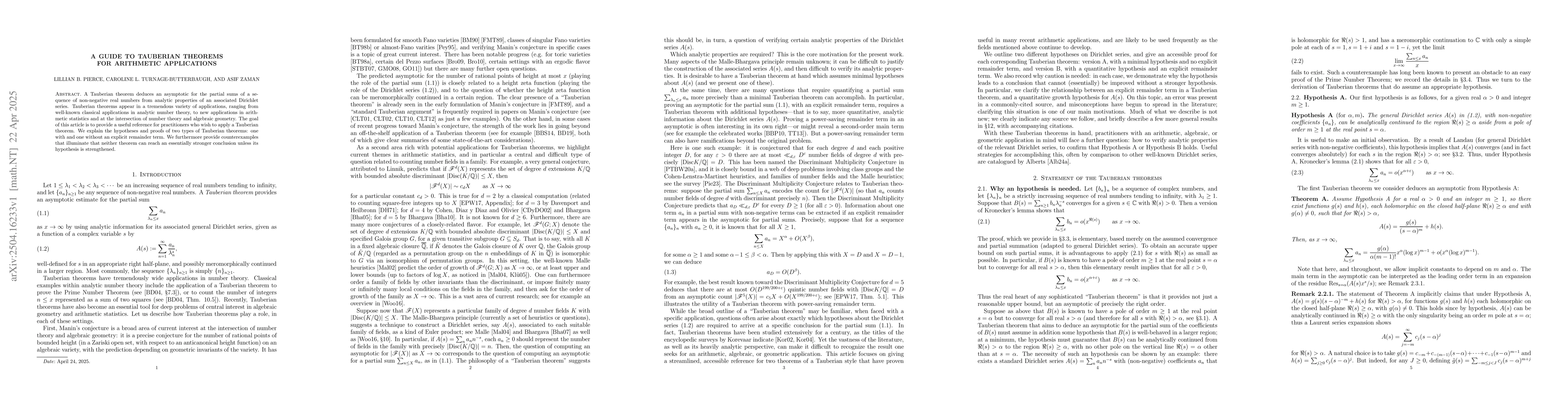 Thumbnail for A guide to Tauberian theorems for arithmetic applications