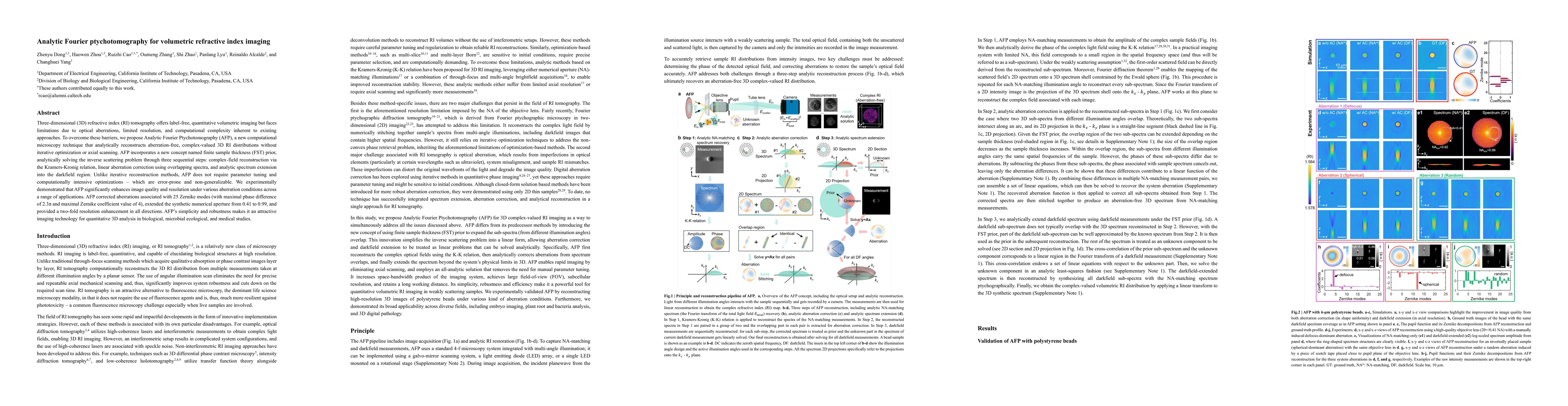 Thumbnail for Analytic Fourier ptychotomography for volumetric refractive index
  imaging