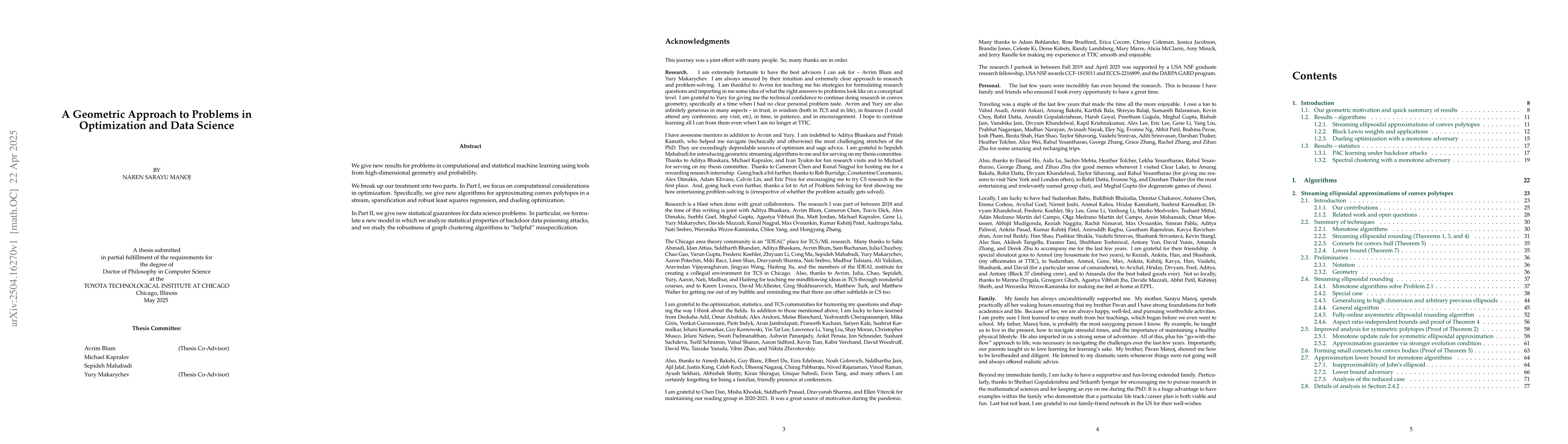 Thumbnail for A Geometric Approach to Problems in Optimization and Data Science