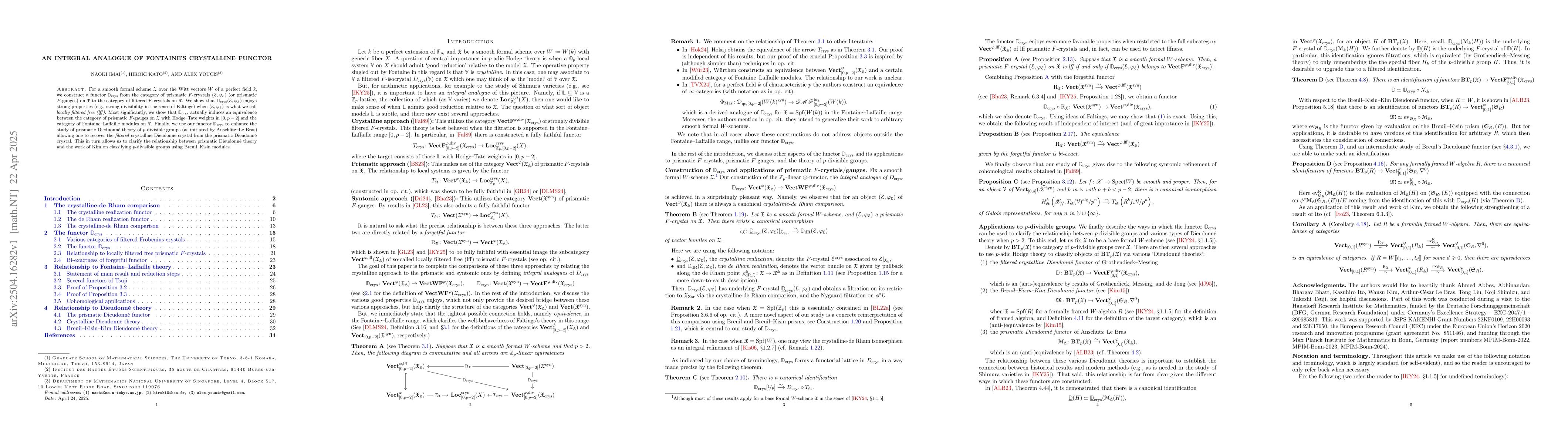 Thumbnail for An integral analogue of Fontaine's crystalline functor