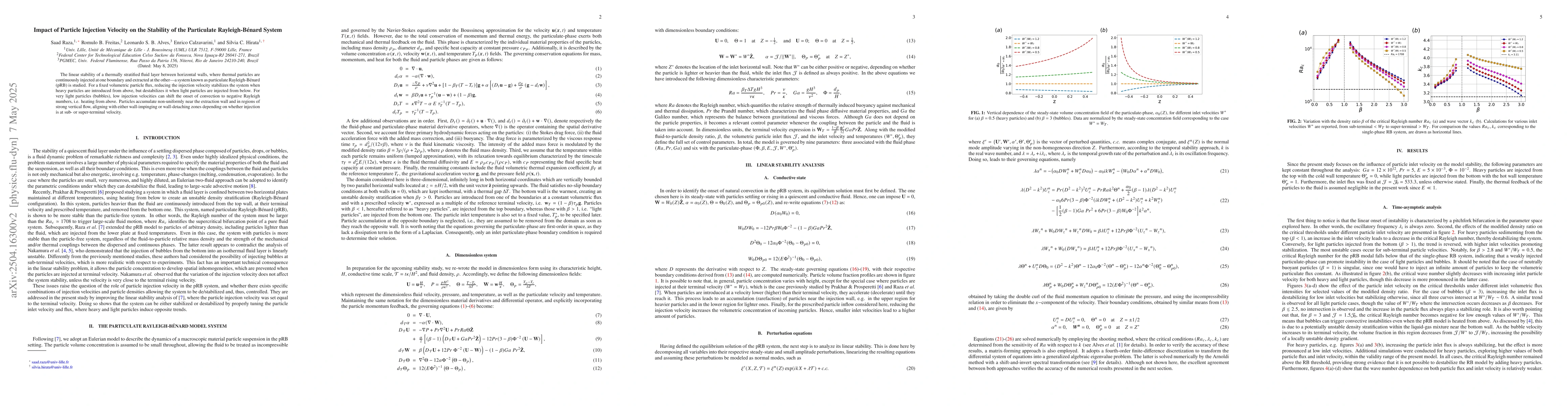 Thumbnail for Impact of Particle Injection Velocity on the Stability of the
  Particulate Rayleigh-Bénard System