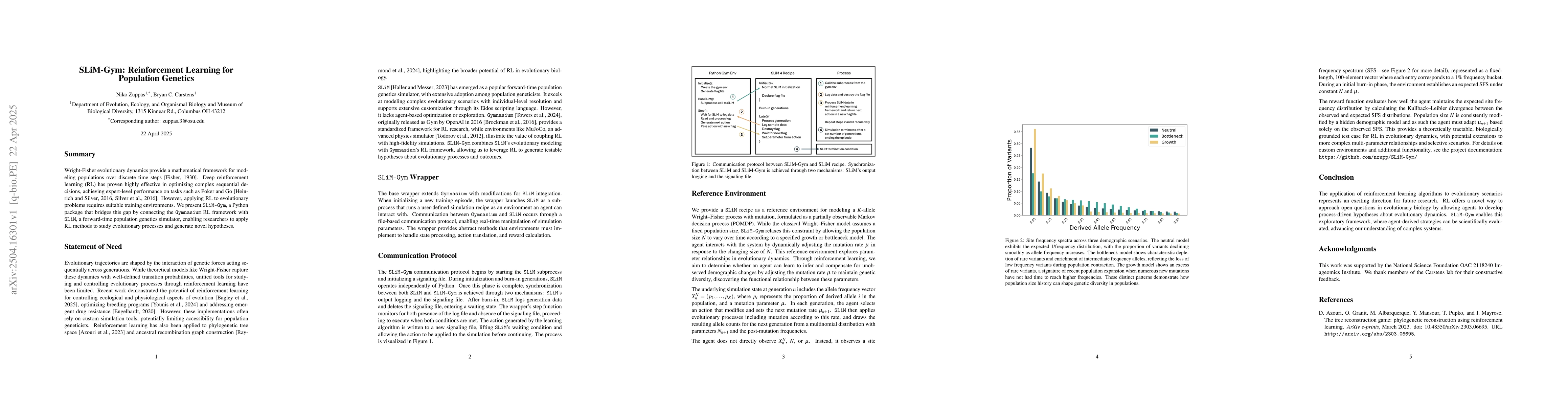 Thumbnail for SLiM-Gym: Reinforcement Learning for Population Genetics